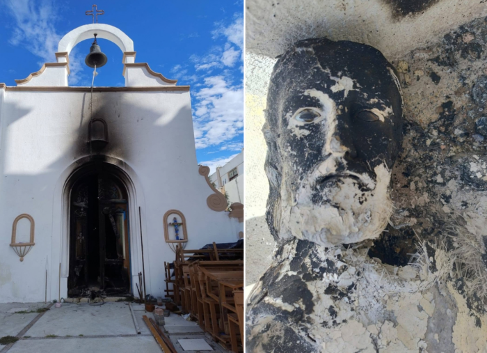 Incendian puerta y destruyen imágenes de santos en una iglesia en Guanajuato, México